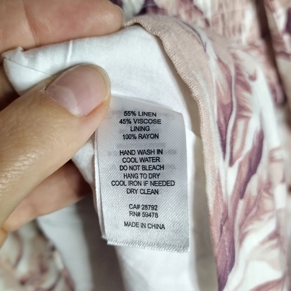 House of Harlow 1960 Palm Leaf Smocked Linen Blend Midi Dress sz L - Picture 7 of 10